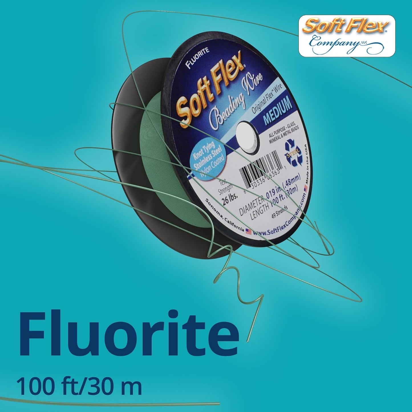 Soft Flex 49 Strand Beading Wire - Medium 0.19 Diameter - 100 Feet Nylon Design Wire