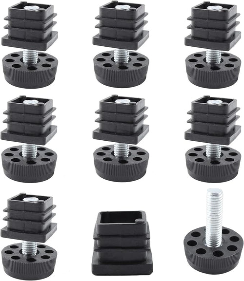 8Pcs Adjustable Leveling Feet 25 x 25mm Square Insert Kit Furniture Glide by Unknown