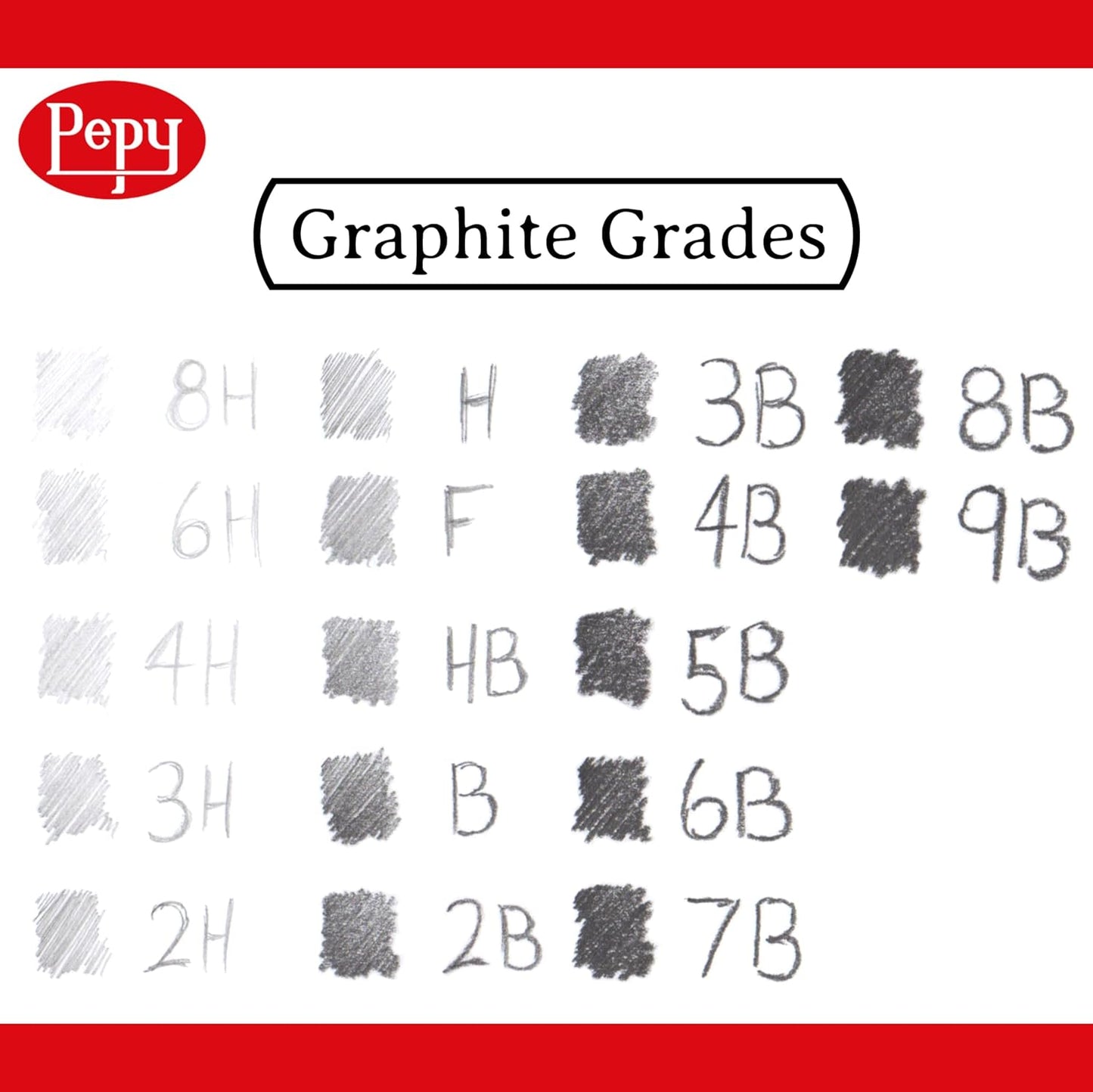 Pepy Graphite Professional Drawing Pencils - Set of 12 B Pre-Sharpened Black Lead Pencils; Perfect for Drawing, Sketching and Shading, Graphic and Fine Art