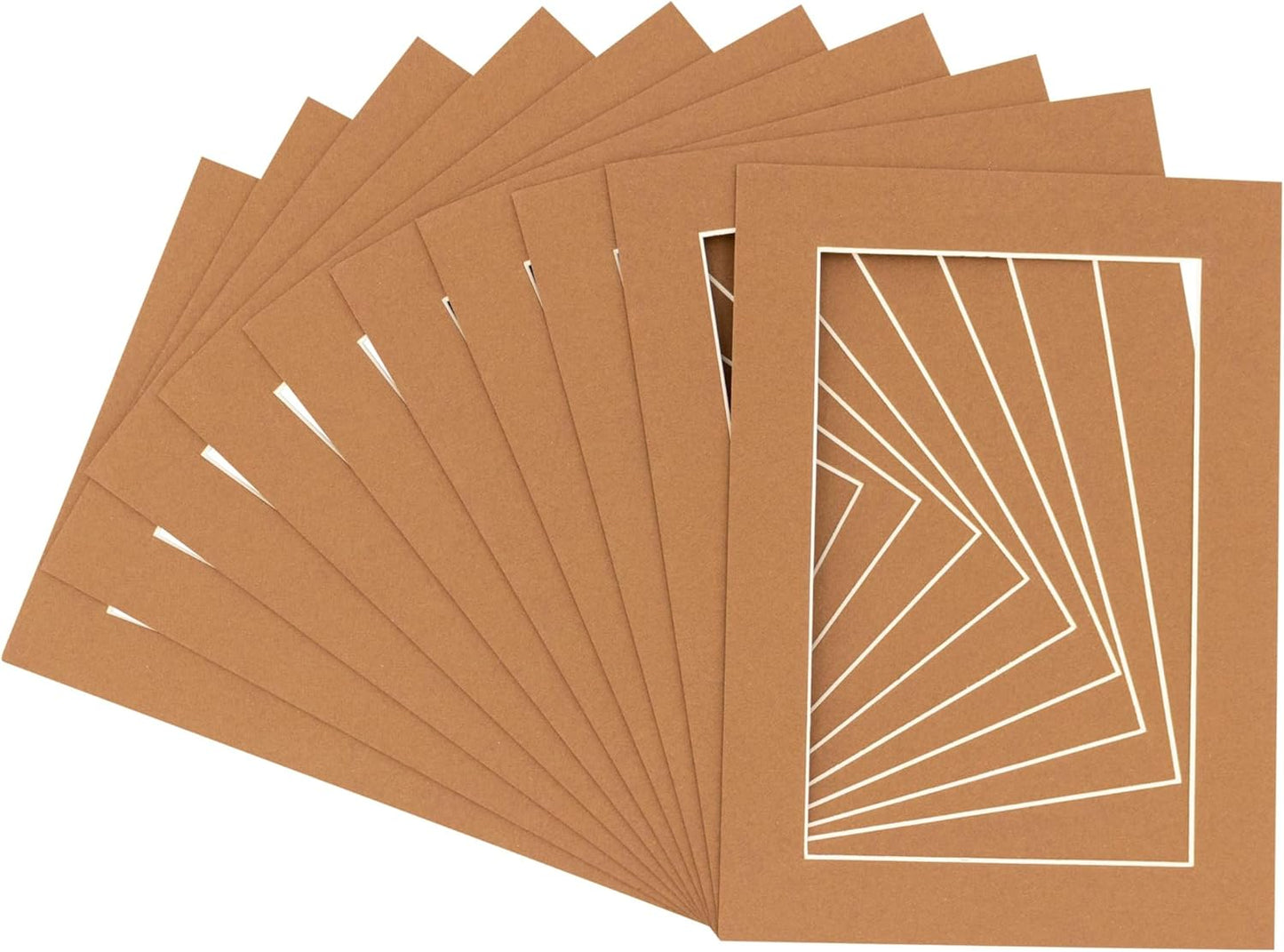 5x7 Mat for 8.5x11 Frame - Precut Mat Board Acid-Free Show Kit with Backing Board, and Clear Bags Brown 5x7 Photo Matte Made to Fit a 8.5x11 Picture Frame Matboard for Framing, Pack of 10 Mats