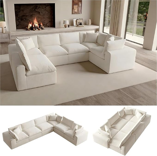 130" Oversized Boneless Cloud Couch, Modular Sectional Couches by Domiqut
