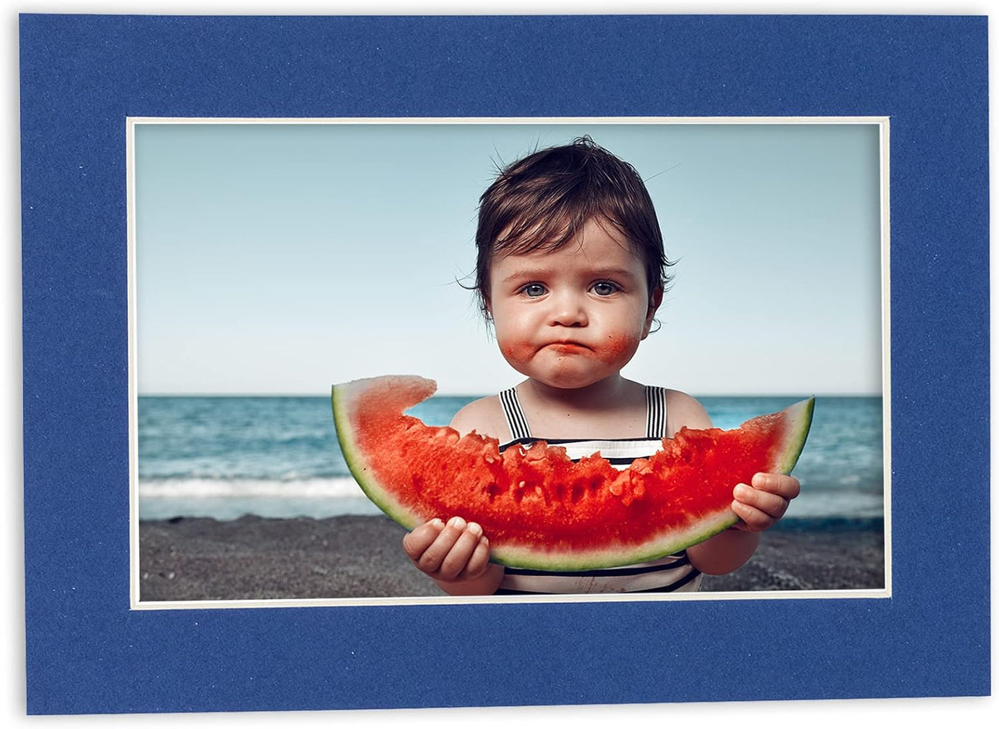 Poster Palooza 8.5x11 Mat Bevel Cut for 7x9 Photos - Acid Free Bottle Blue Precut Matboard - For Pictures, Photos, Framing - 4-ply Thickness