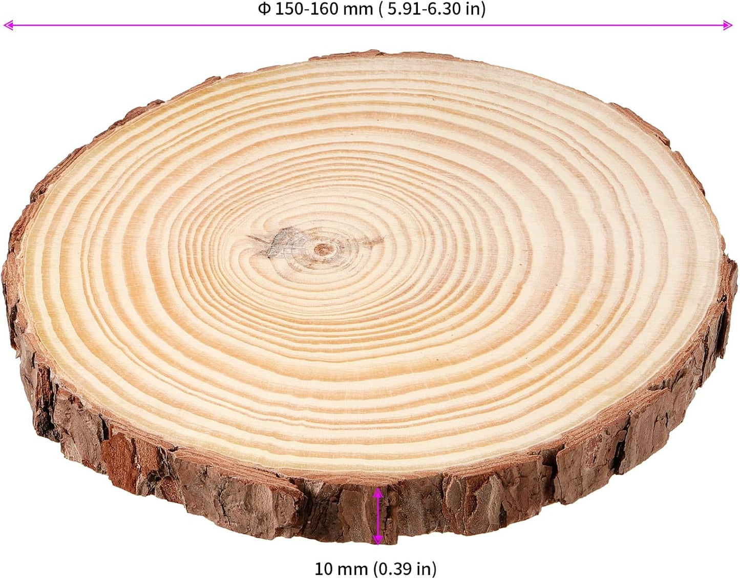 JEUIHAU 10 PCS 5.9-6.3 Inches Natural Unfinished Wood Slices, Round Wooden Tree Bark Discs, Wooden Circles for DIY Crafts, Christmas, Rustic Wedding Ornaments