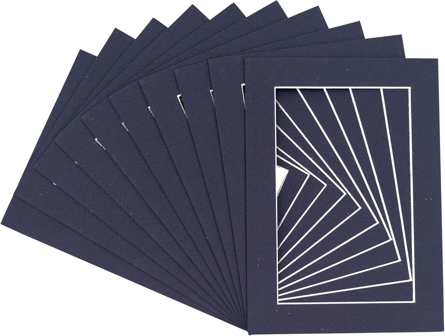 Pack of Ten 8.5x11 Mats Bevel Cut for 7x9 Photos - Acid Free Navy Precut Matboards for Pictures, Photos, Framing - 4-ply Thickness