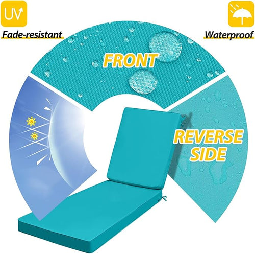 AAAAAcessories Outdoor Chaise Lounge Cushions, Fade-Resistant, Waterproof Patio - Image 2
