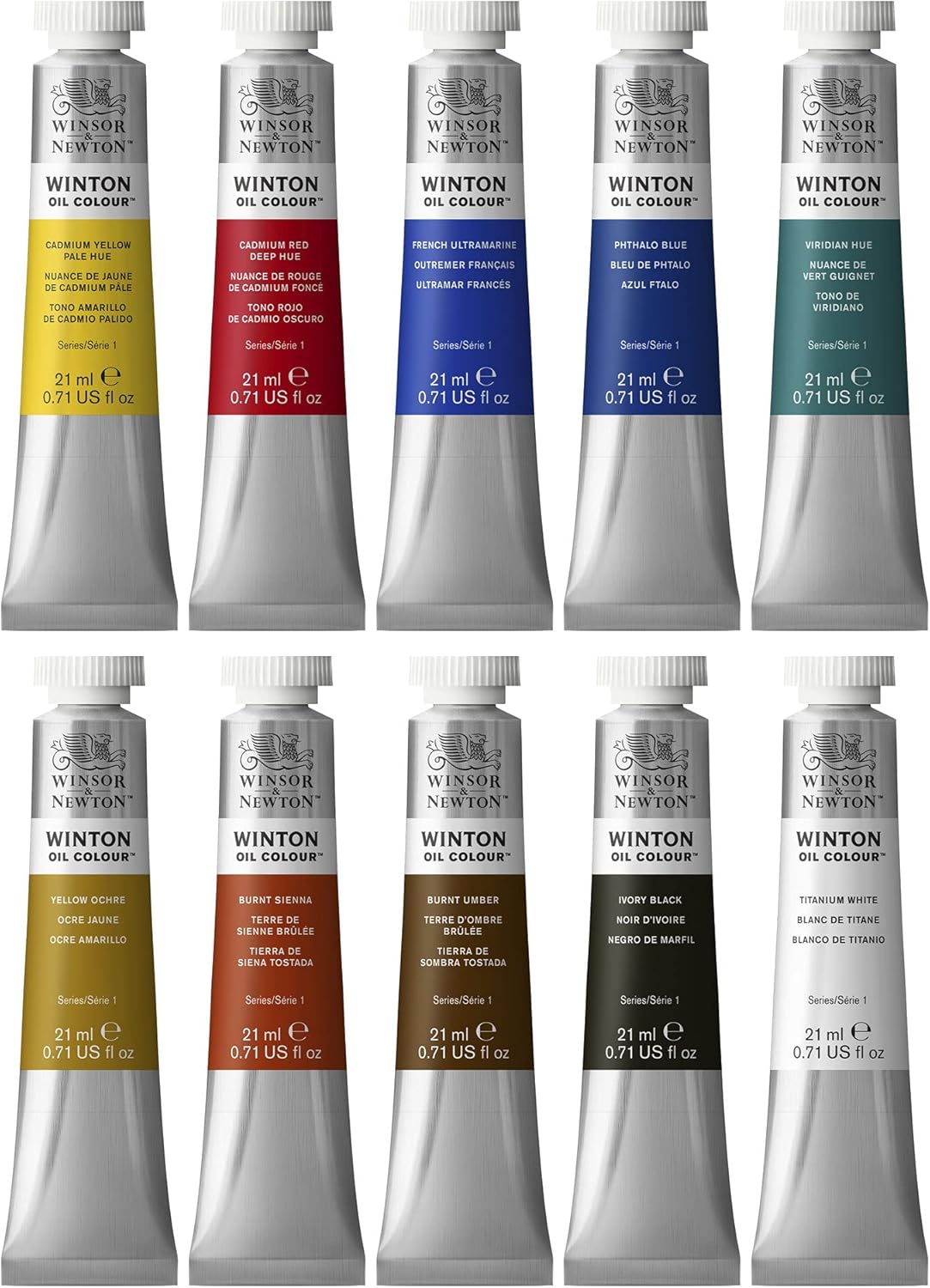 Winsor & Newton Winton Oil Paint, Set of 10 x 21ml Tubes