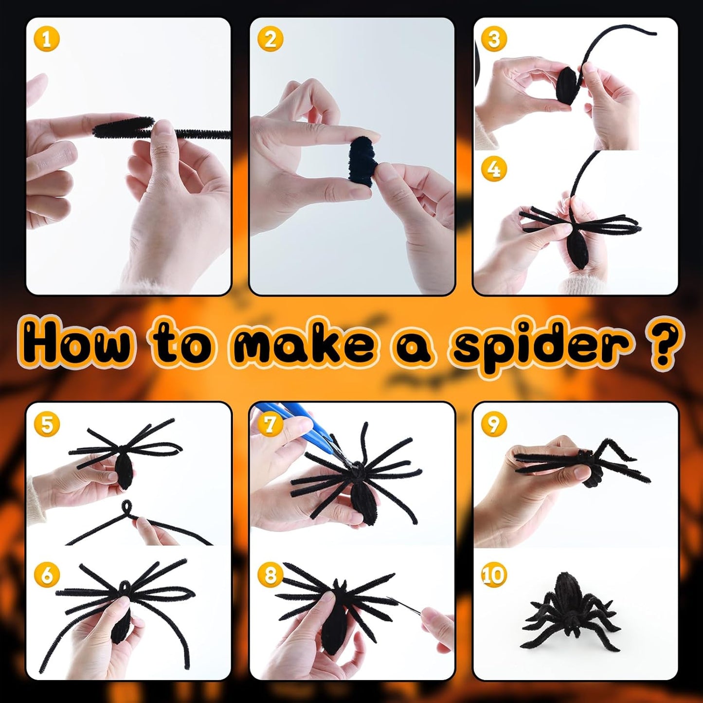 Pipe Cleaners Craft Supplies, Halloween Pipe Cleaners Bulk, 500 Pieces 12 Inch Fuzzy Chenille Stems Sticks Set for Festival Decorations Projects, Creative Arts and Crafts for Kids and Adults