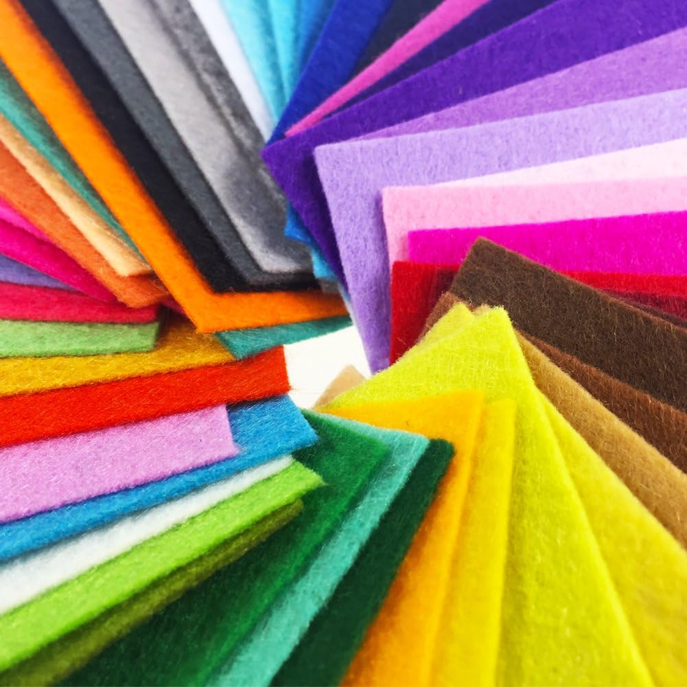 flic-flac 48PCS 12 x 12 inches (30 x 30cm) Assorted Color Felt Fabric Sheets Patchwork Sewing DIY Craft 1mm Thick … (30cm * 30cm, 48pcs)