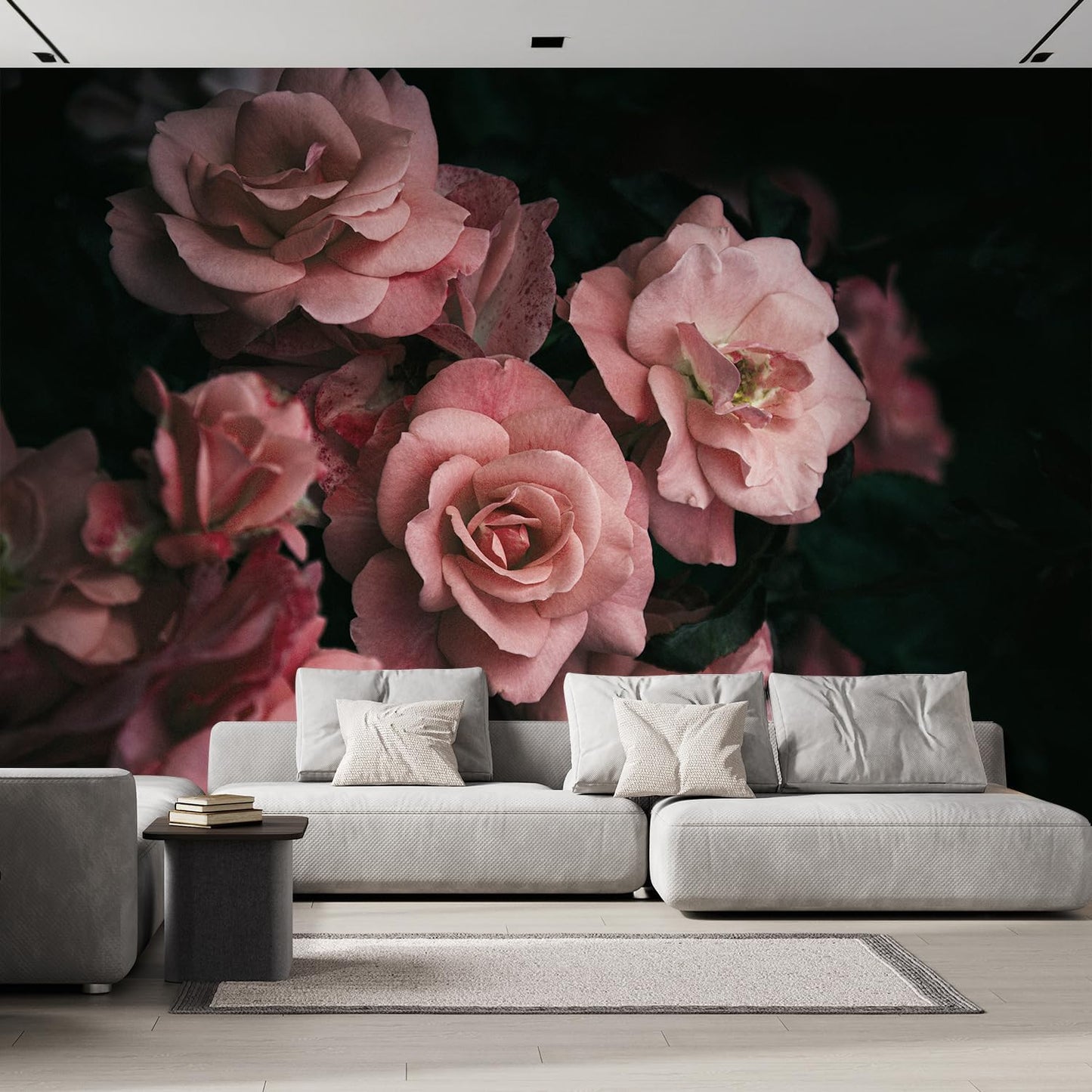 wall26 Removable Wall Sticker/Wall Mural Close Up Dark Rose Flower Blossoms Nature Wilderness Photography Decorative Botanical Relax/Calm Floral for Living Room, Bedroom, Office - 132x192 inches