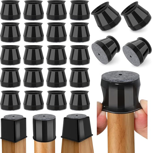 24 Pcs Chair Leg Floor Protectors Round, Silicone Felt Furniture Leg Pads Caps by Ansible