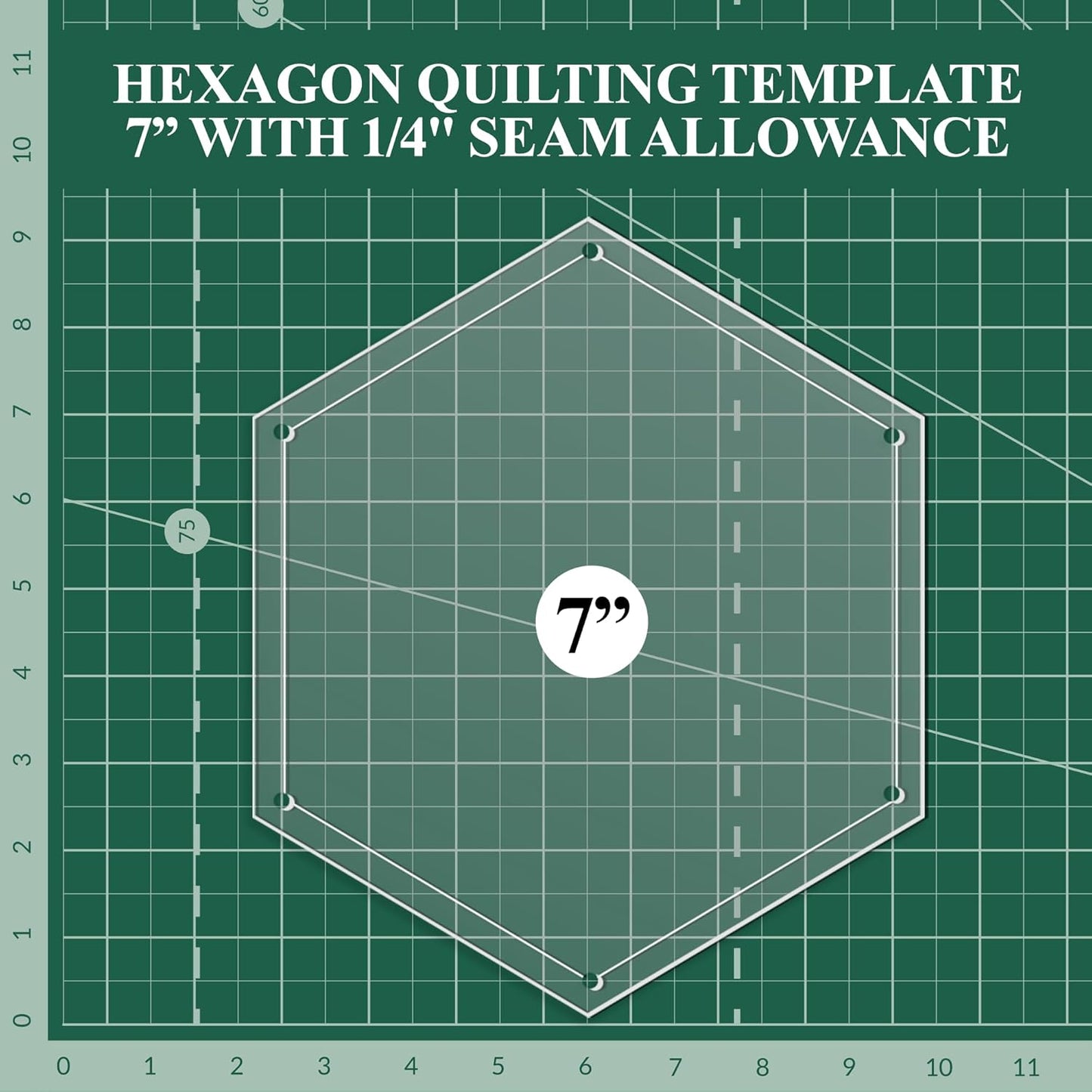 Hexagon Quilting Template Set - 7" with 1/4" Seam Allowance - Durable Acrylic Templates for Quilting, Patchwork, Crafting, & Sewing Projects - Clear Templates for Accurate Designing