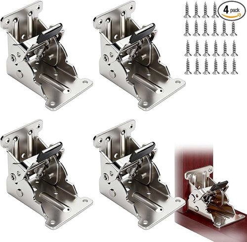 4 Pack Folding Brackets 0°-90°-180°, Heavy-Duty Self-Lock Hinge by LDZJHTYY