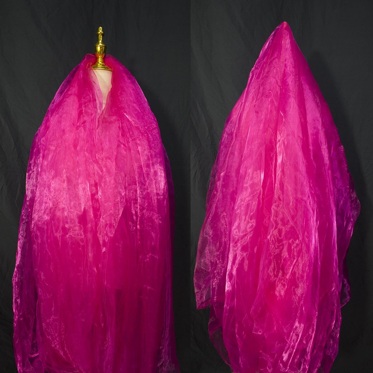 Two-Tone Iridescent Holographic Organza Fabric - 11 Yards by The Yard | Lightweight Sheer Tulle | for Wedding Dresses, Party Decor, DIY Crafts, Shiny Backdrops(ICY Shimmery Magenta)