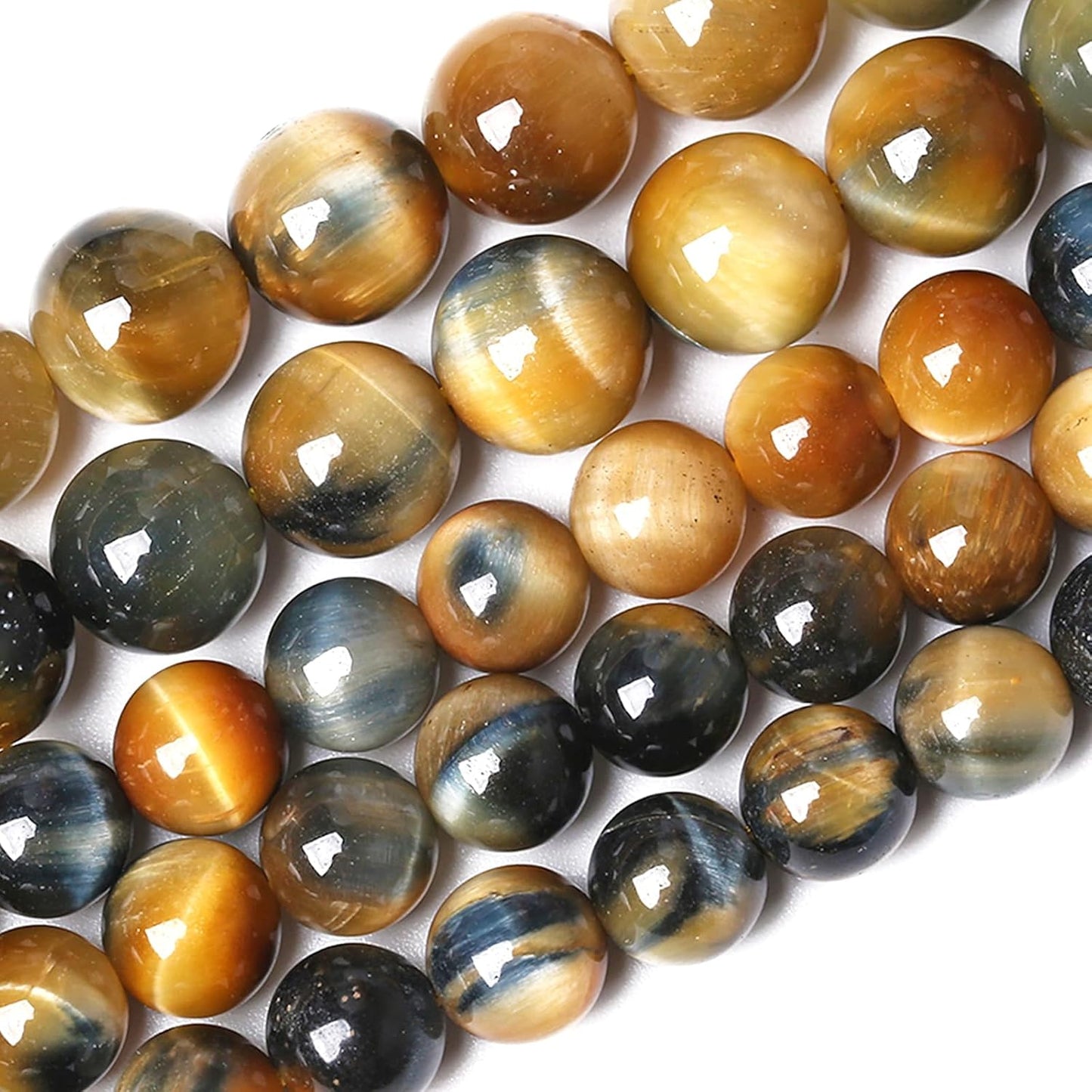 8MM Dream Blue Tiger Eye Stone Beads Natural Gemstone Round Loose Beads for Jewelry Making Bracelet Necklace 90pcs 2 Strands 32"