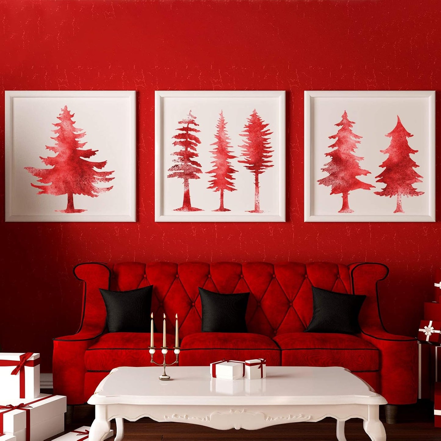 8 Pieces Pine Tree Stencils Art Painting Templates Stencils for Painting on Wood Winter Holiday DIY Wall Floor Decor Supplies (11.4 x 11.4 Inch)