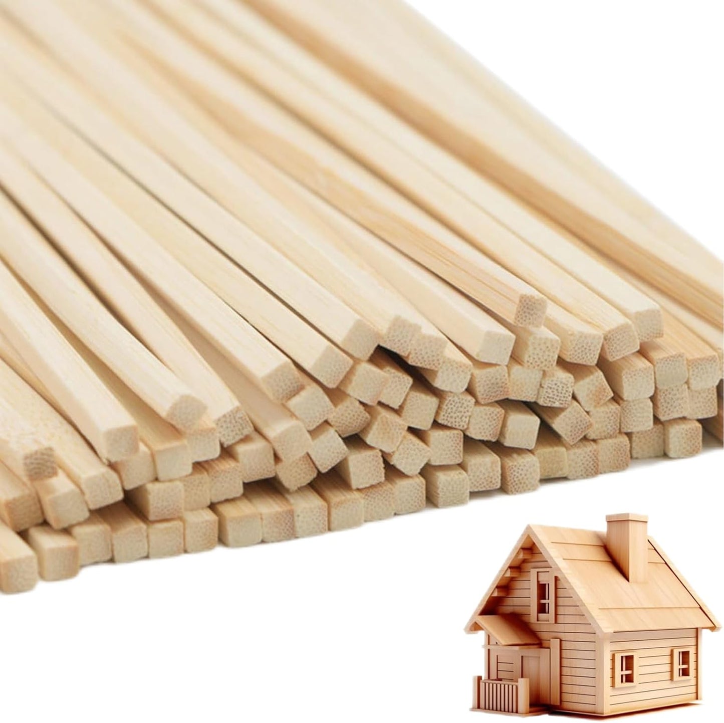 1/4 x 12 Inch 50 PCS Square Dowel Rods Wood Sticks Wooden Dowel Rods - Unfinished Bamboo Sticks - for Crafts,Home Decor, Model Making and DIYers