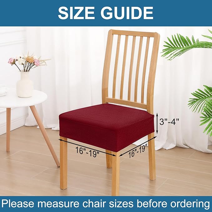 Smiry Waterproof Seat Covers for Dining Room Chairs Set of 6, Stretch Jacquard - Image 2