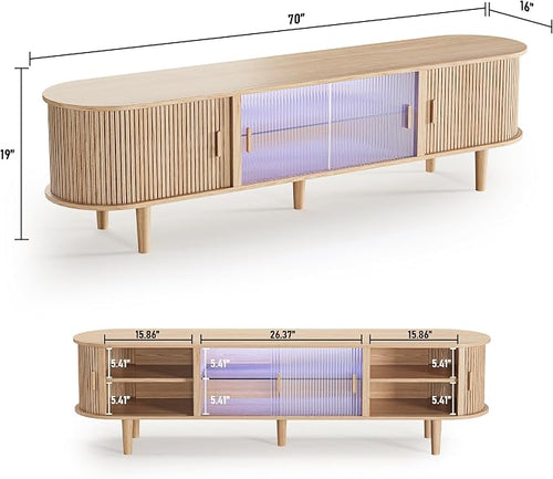 70" Fluted TV Stand with LED Lights - Image 2