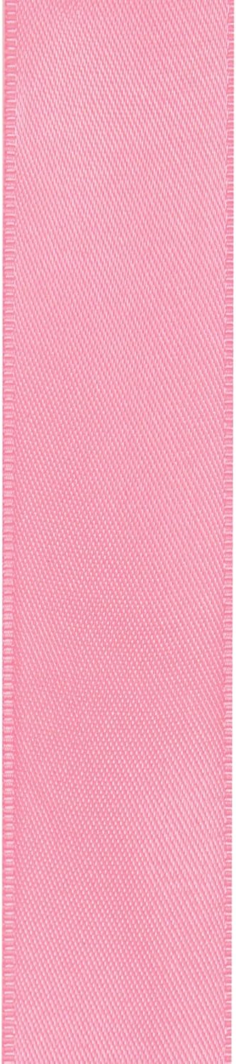 LIUYAXI Pink Stain Ribbon, 1" X Continuous 50 Yards, Double Faced Fabric Ribbon Perfect for Gift Wrapping Wedding Birthday Party Chair Sash Christmas Hair Floral Craft Sewing