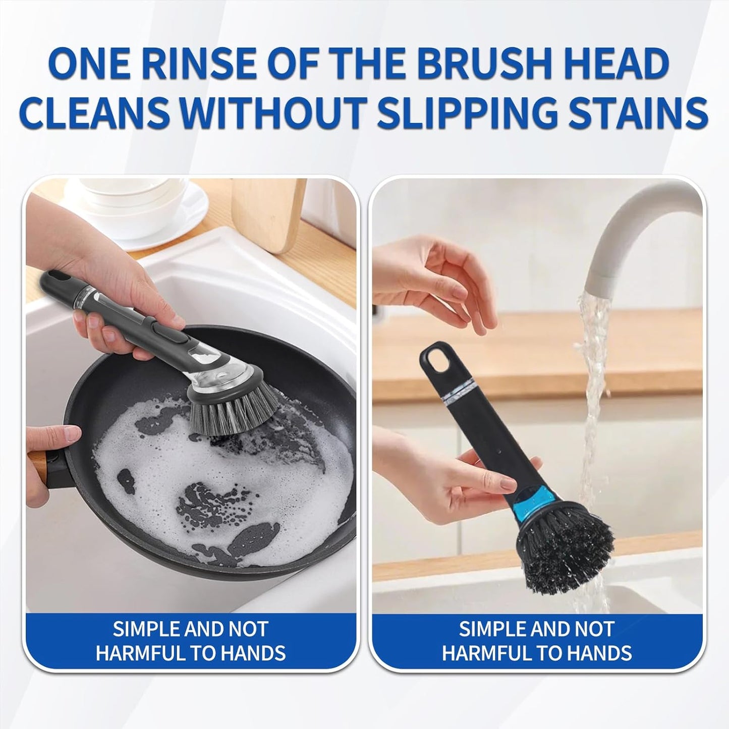 Kitchenware Cleaning Brush, Soap Cleaning Brush, Long Handle, No Dirty Hands, Cleans Kitchen Kitchen Utensils, Cutlery, Sinks, Cookware, Countertops, 2-Pack