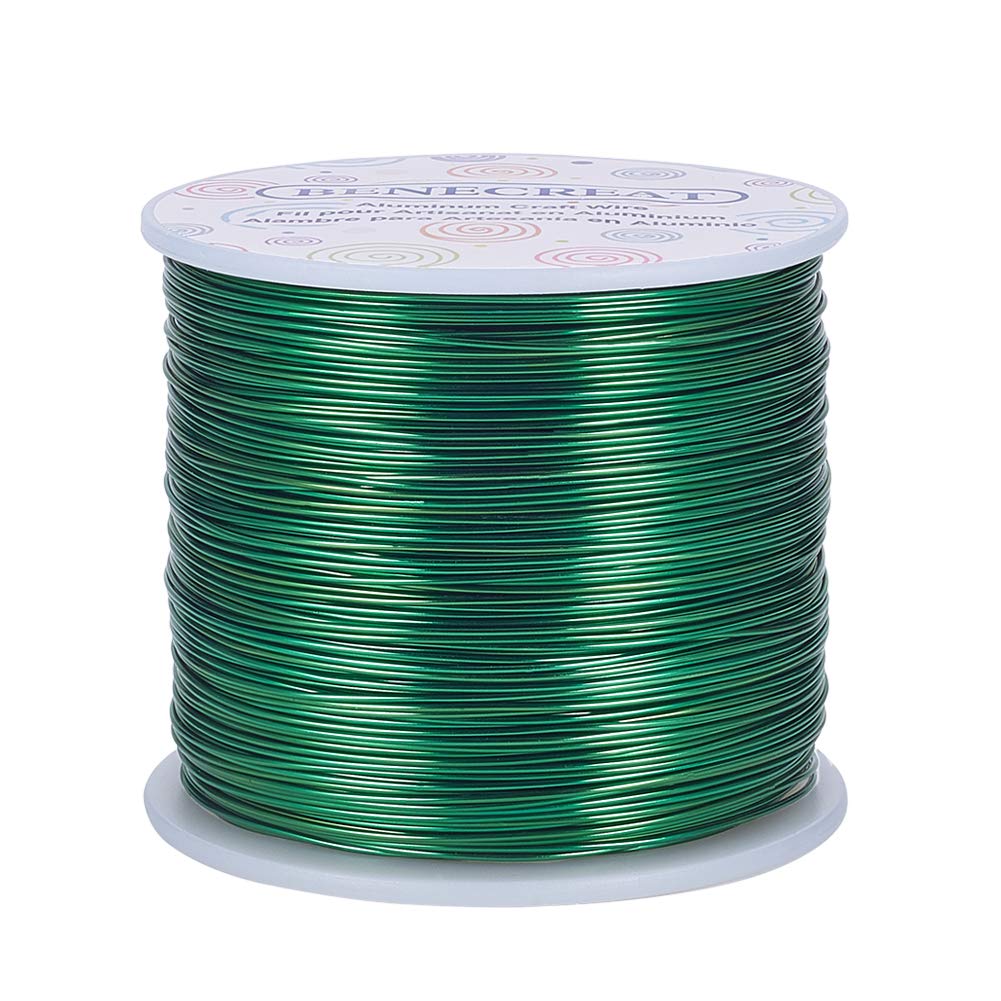 BENECREAT 20 Gauge 770FT Aluminum Wire Anodized Jewelry Craft Making Beading Floral Colored Aluminum Craft Wire - Green