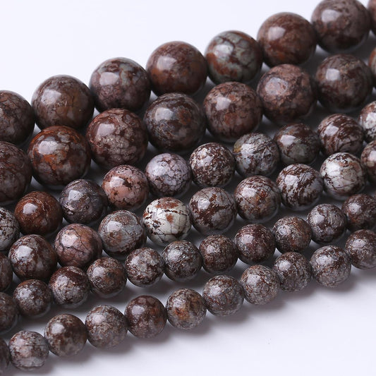 48PCS 8MM Brown Snowflake Stone Beads Energy Healing Beads for DIY Jewelry Bracelet Necklace Making for Jewelry Making 15Inch…