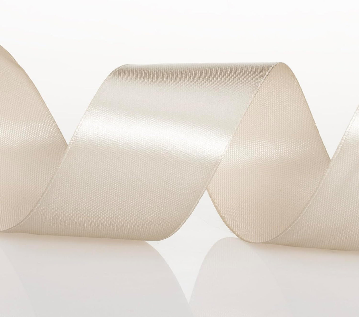 1 1/2 Inch Linen Beige Solid Satin Ribbon, 50 Yards Craft Fabric Ribbon for Gift Wrapping Floral Bouquets Wedding Party Decoration