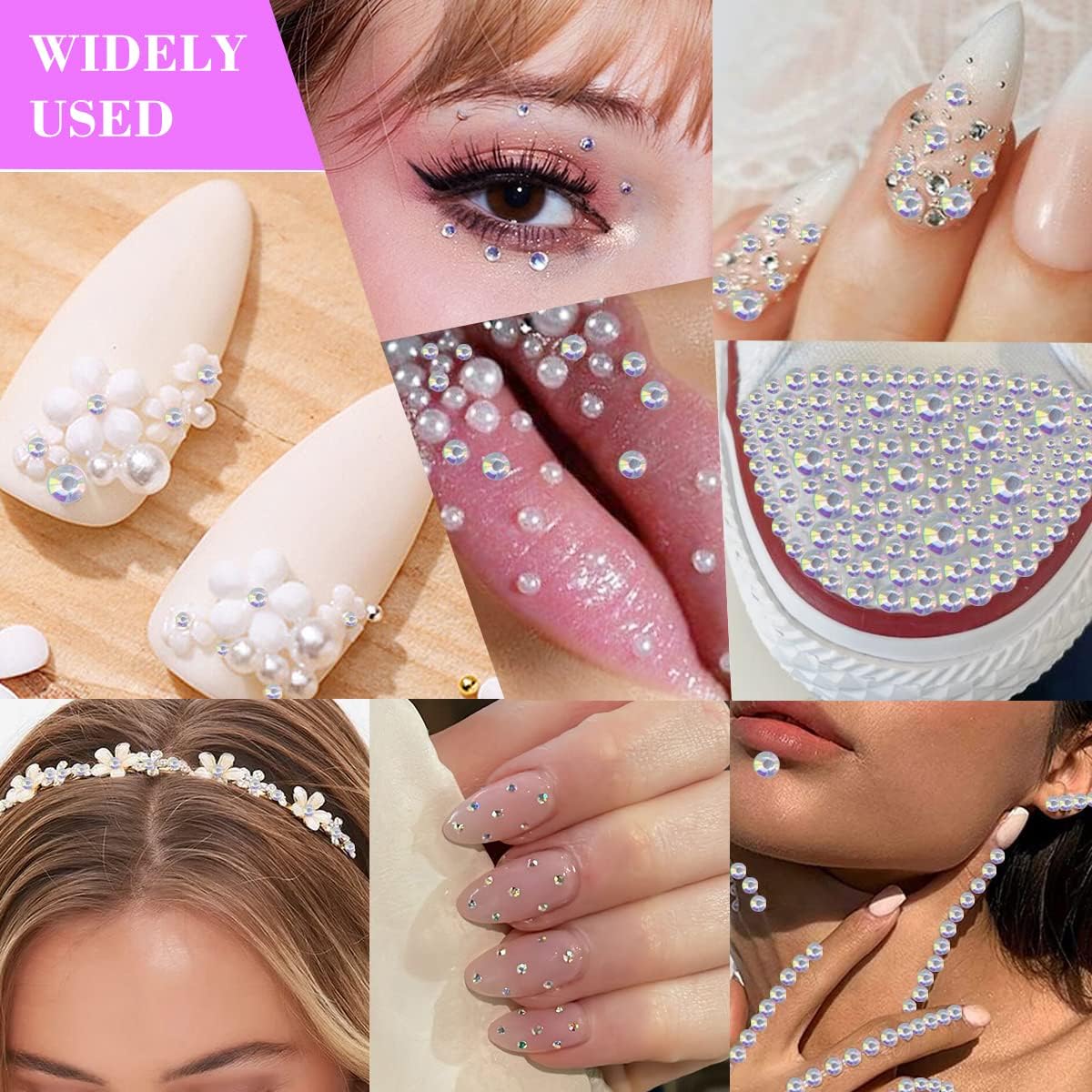 1799pcs Self Adhesive Face Gems Stickers, Hair Gems Rhinestones Stickers, Bling Jewels for Makeup, Crafts, Home Decor Scrapbooking Embellishments, 4 Sizes 3mm/4mm/5mm/6mm(AB Rhinestones)