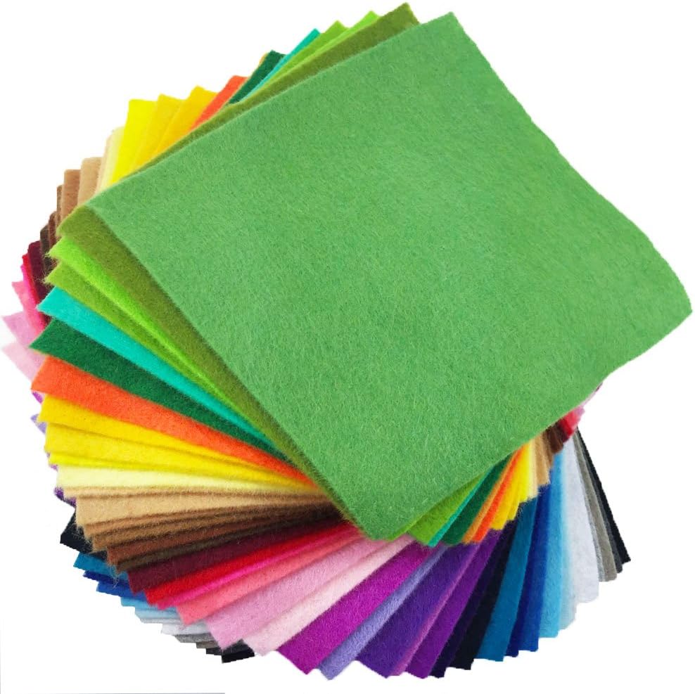 flic-flac 42pcs1.4mm Thick Soft Felt Fabric Sheet Assorted Color Felt Pack DIY Craft Sewing Squares Nonwoven Patchwork (30cm * 30cm)