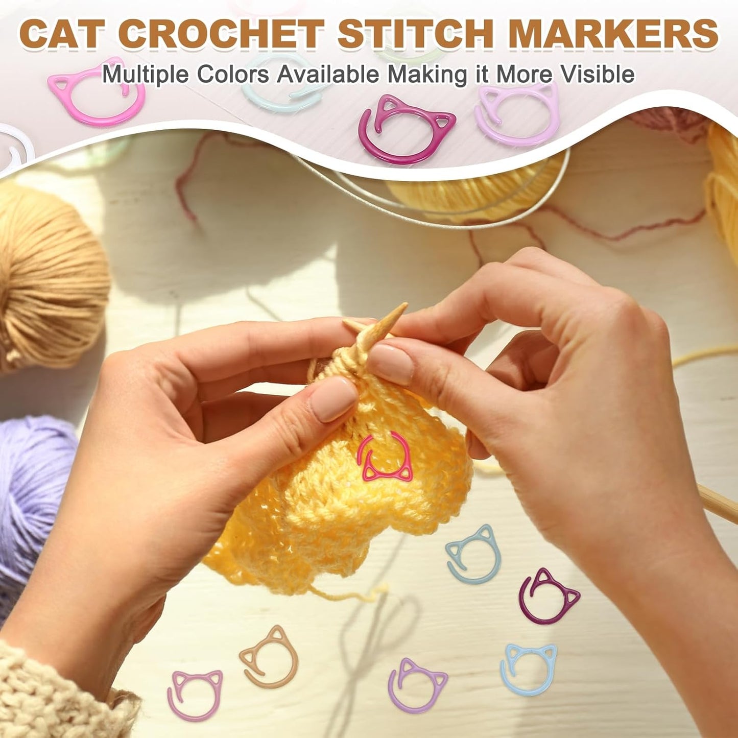 PATIKIL Cat Crochet Stitch Markers, 12 Pack Stitch Marker for Knitting Crocheting Supplies Cute Metal Spiral Knit Clip Ring Counters for Crochet Yarn DIY Crafts, Multicolor