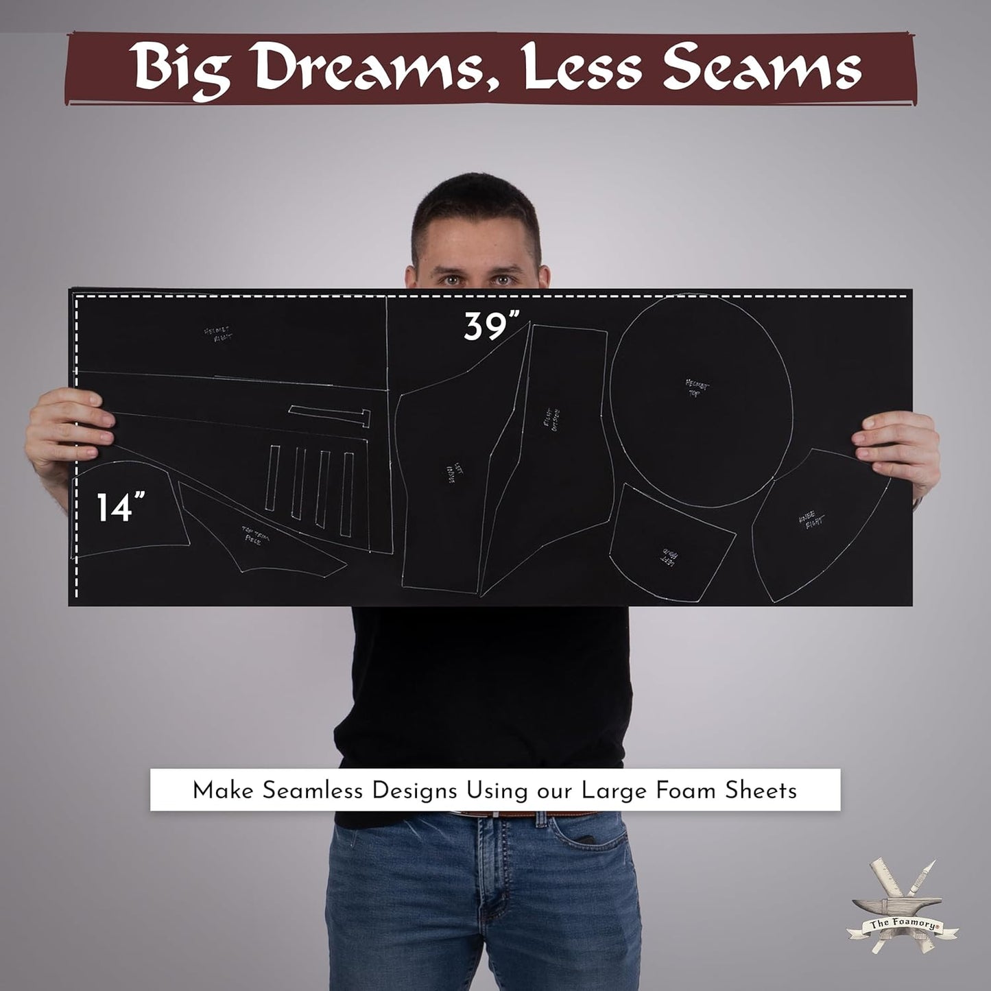 Shape Retention EVA Cosplay Foam 2mm (1mm-10mm) 14x39 inch Black or White High Density EVA Foam Sheets. Premium 85 kg/m3 Heat Shape Material for DIY Convention or Halloween Costumes by The Foamory