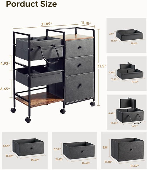 2-in-1 Baby Diaper Caddy Organizer and Storage-3 Tier Rolling Baby Cart - Image 2