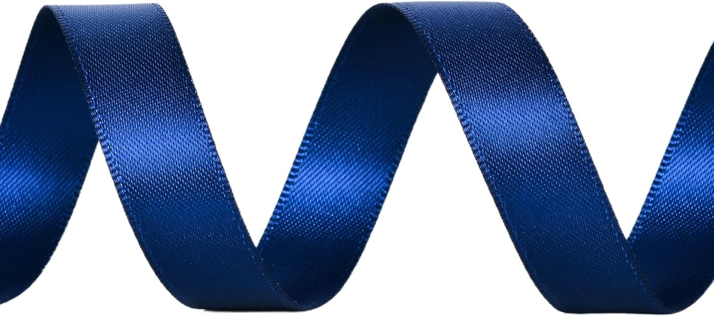 YAMA Navy Blue Double Faced Satin Ribbon, 1/2 Inch 25 Yards, Navy Ribbon for Gift Wrapping Crafts Hair Bows Wedding Party Decoration