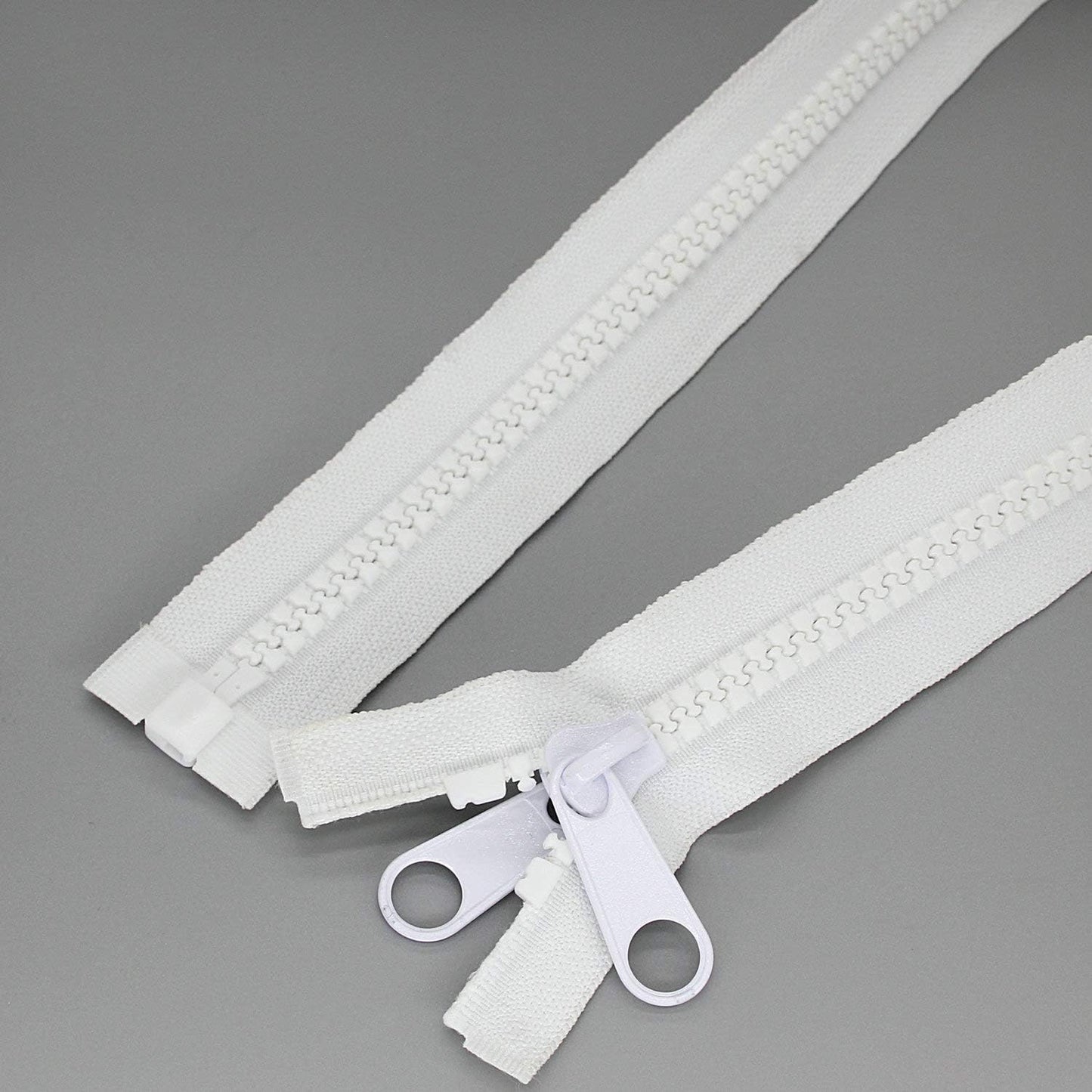 Leekayer 2PCS #10 24 Inch Heavy Duty Zippers for Sewing Separating Large Plastic Zippers White Tape with Double Pull Tab Slider, Sleeping Bag, Boat, Canvas, Cover, Trampoline, Dog Bed,Tent (24" 2pcs)