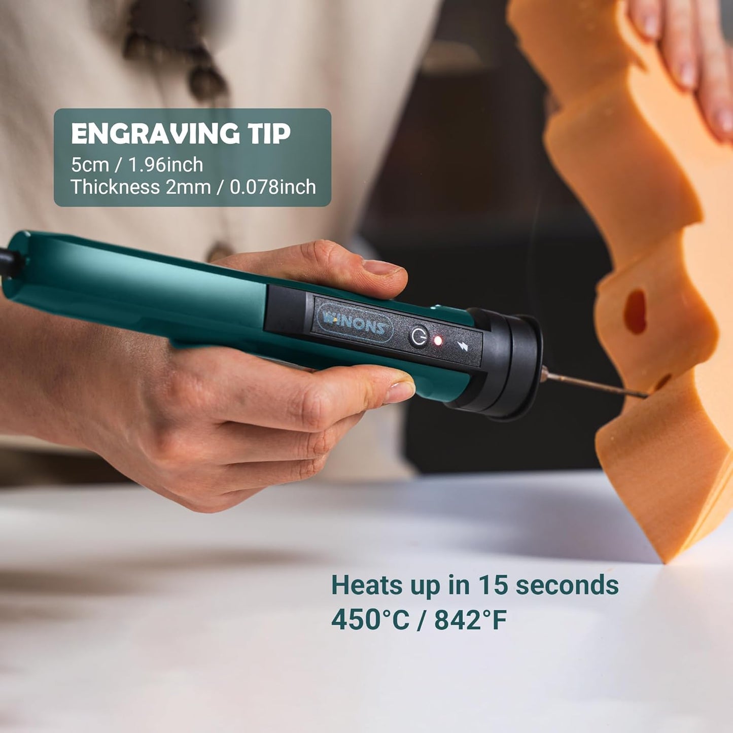 WINONS Hot Wire Foam Cutter Tool, WFC0010 Polystyrene and Styrofoam Cutter has 450°C Max. Temperature and Wider Cutting Zone, Hot Knife Cutting Tool with German Standards (Kit of 15)