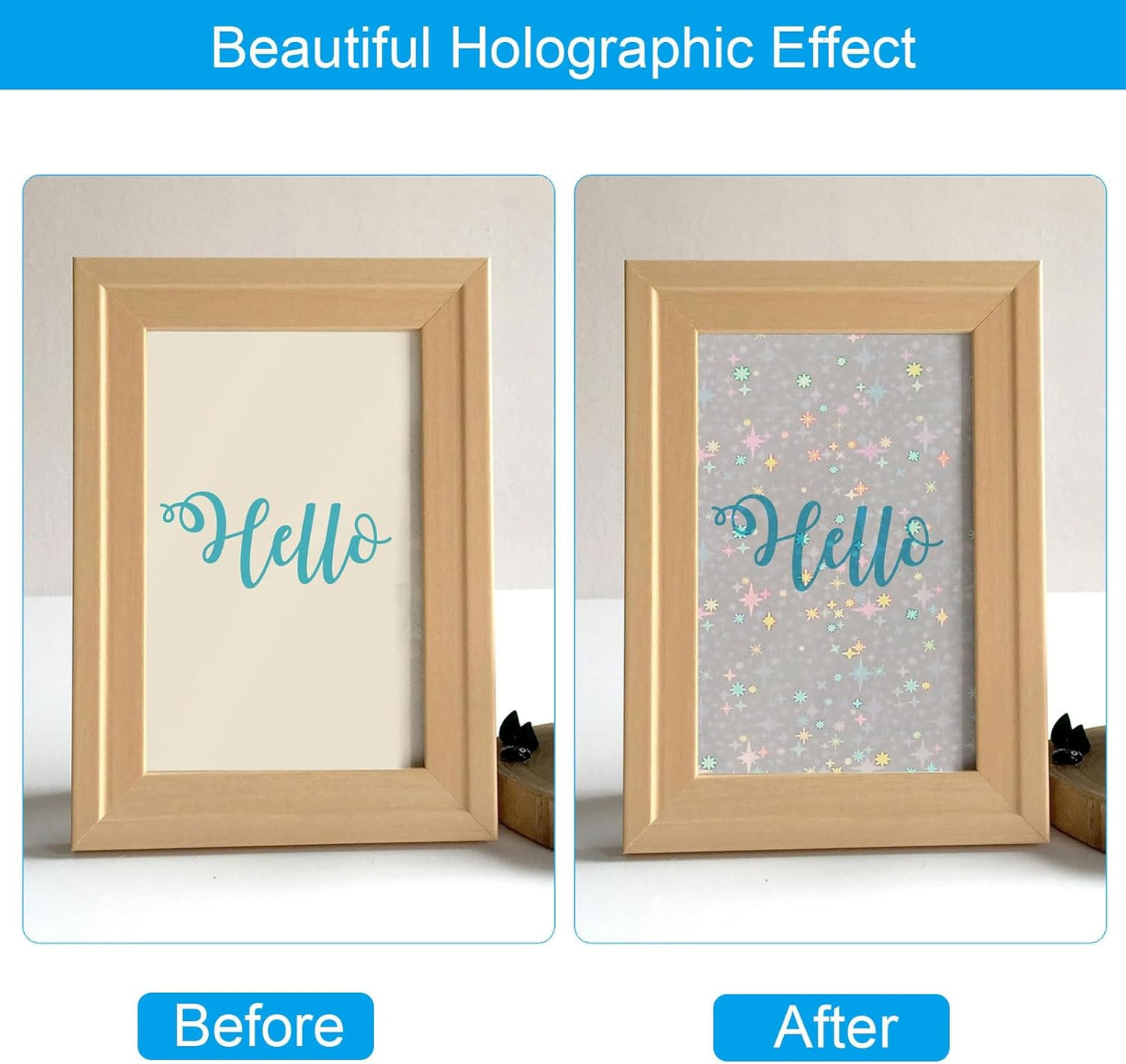PATIKIL 8.3x5.8" Holographic Sticker Paper, 20Sheets A5 Polypropylene Self-Adhesive Transparent Waterproof Laminate Overlay Film for Photo Cards Scrapbook Decorations, Starlight