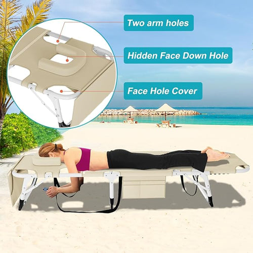 ABORON Oversized Folding Sun Tanning Chair, 3 in 1 5-Position Adjustable - Image 2