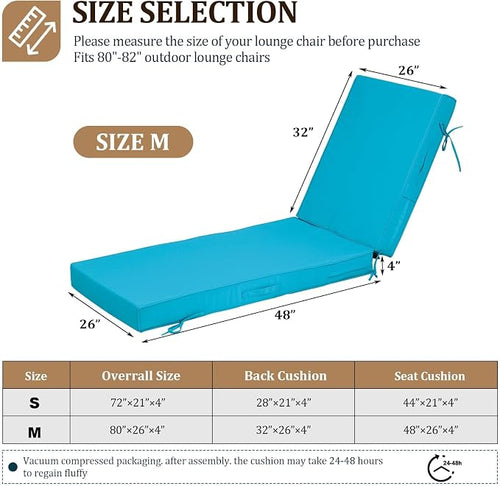 80x26x4in Lounge Cushions for Outdoor Furniture, Outdoor Lounge Chair Cushions - Image 2