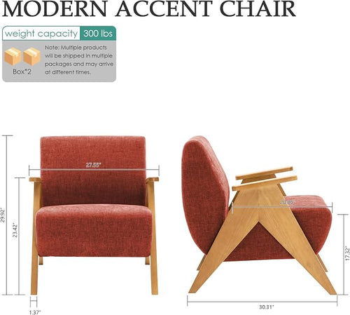 2 Pcs Home Accent Chair Mid Century Modern Accent Chair - Image 2