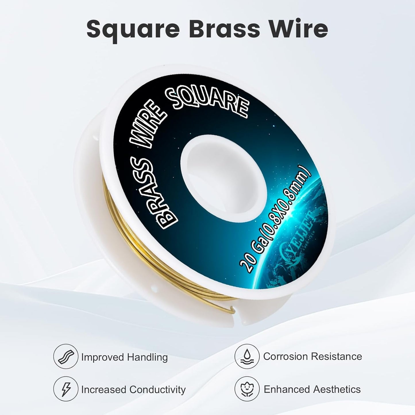20 Gauge Square Brass Wire 0.8x0.8mm (30FT) - Uncoated Metal Craft Wire for Beading, Model Making, Artisan Projects