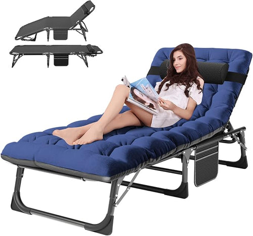 ABORON Heavy Duty Tanning Chair, 5-Gear Outdoor Folding Chaise Lounge Chair by ABORON
