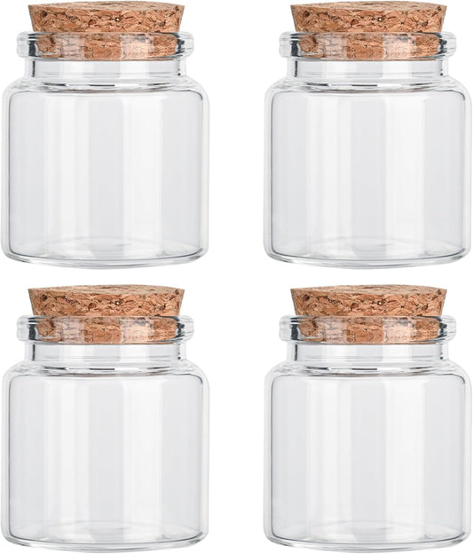 4PCS 50ml Small Empty Glass Bottle with Cork Stopper Storage,Small Glass Bottle Jars for DIY Art Crafts Projects Decoration Party Supplies and Wedding Party Favors