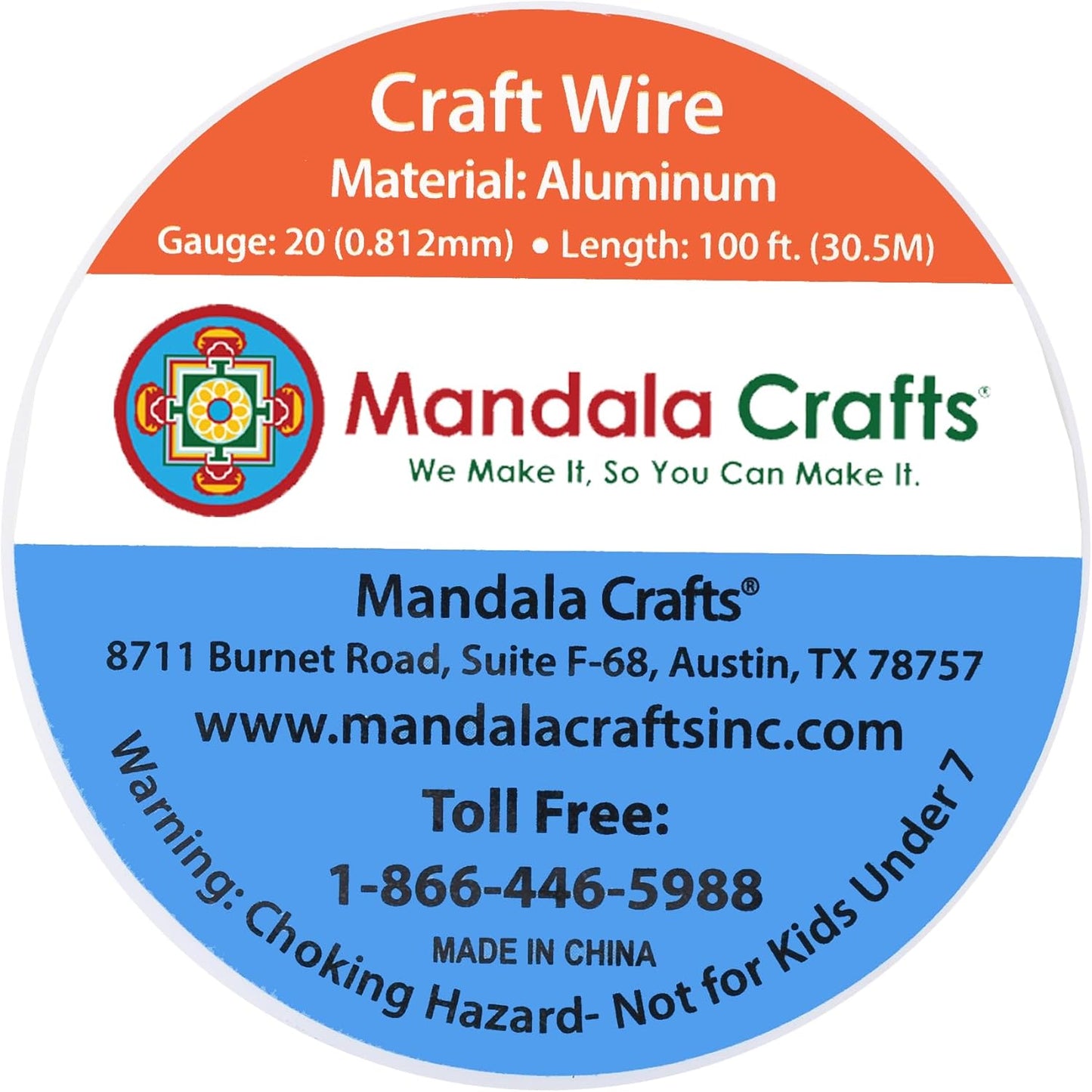 Mandala Crafts 20 Gauge Anodized Aluminum Craft Wire for Jewelry Making - 100 FT Colored Flexible Bondi Blue Wire - Bendable for Bonsai Armature Crafting Sculpting