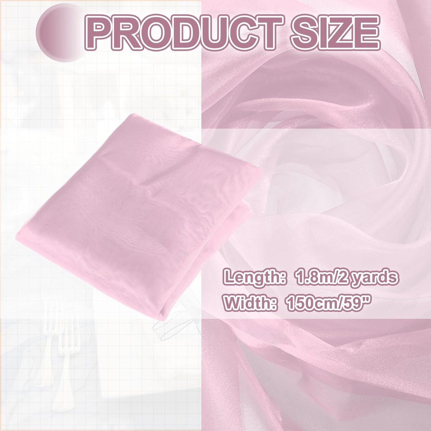 MECCANIXITY Iridescent Sheer Organza Fabric, 2 Yards x 59 Inches Solid Holographic Shiny Fabric Organza Cloth for Wedding, Curtains, Costume, Photo Background, Lotus Pink