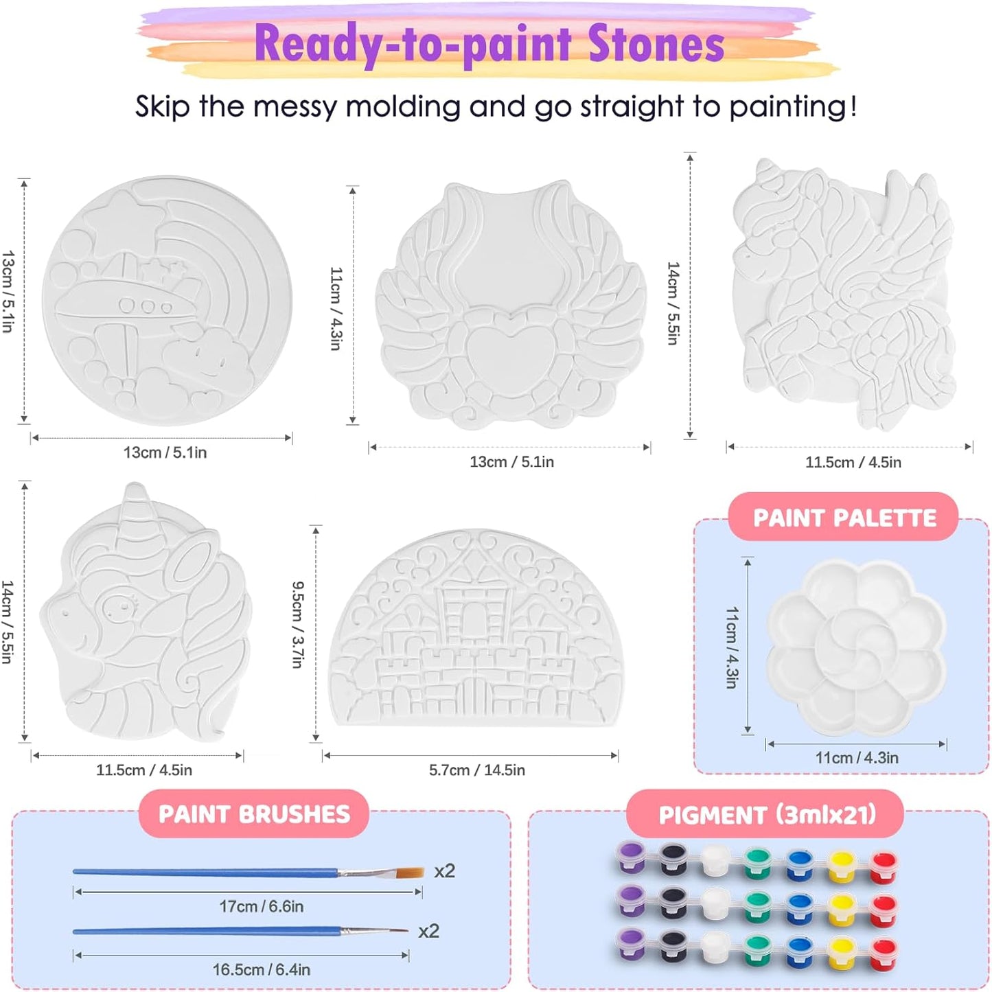 IFLOVE Paint Your Own Stepping Stones for Kids Craft Kits,Arts and Crafts for Kids Ages 4-8,5 Pack Painting Crafts for Girls Ages 8-12，Outdoor Toys Art Supplies Toddler Birthday Gift (Unicorn)