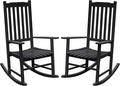 Flamaker Acacia Wood Patio Rocking Chair Set of 2, High Back and Widen Armrest by Flamaker