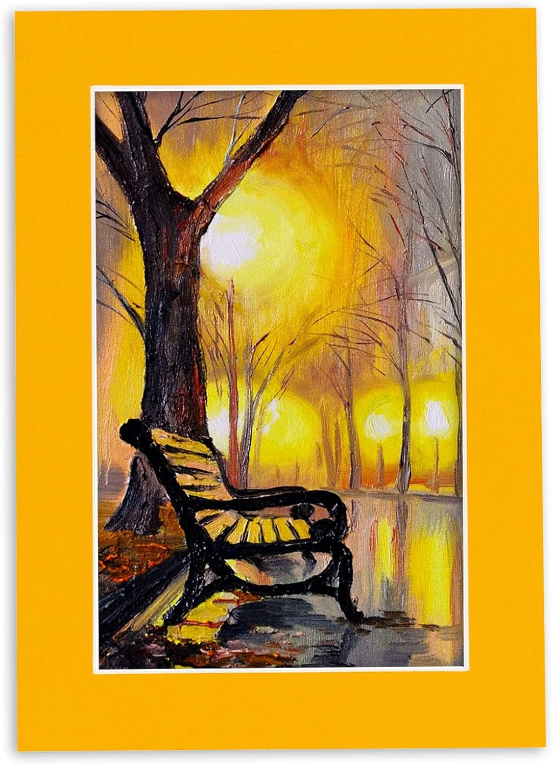 8.5x11 Mat Bevel Cut for 7x9 Photos - Acid Free Golden Orange Precut Matboard With Backing Board and Crystal Clear, Self Seal Photo Mat Bag - For Pictures, Photos, Framing - 4-ply Thickness