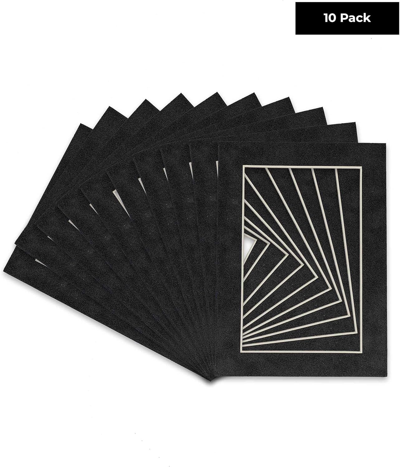 Pack of Ten Acid Free 11x14 Mats Bevel Cut for 8.5x11 Photos - Dark Grey Suede Precut Matboards With Backing Boards and Self Seal Photo Mat Bags For Pictures, Photos, Framing - 4-ply Thickness