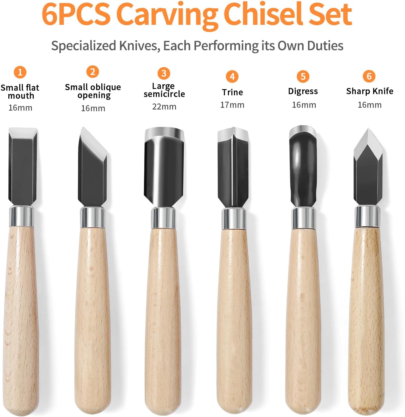 Wood Carving Tools Set - Chisel Set with Canvas Case, Carving Chisels Set Woodworking for Adults, Wood Whittling Knives Tools Set for Beginners, Hobbyists and Professionals