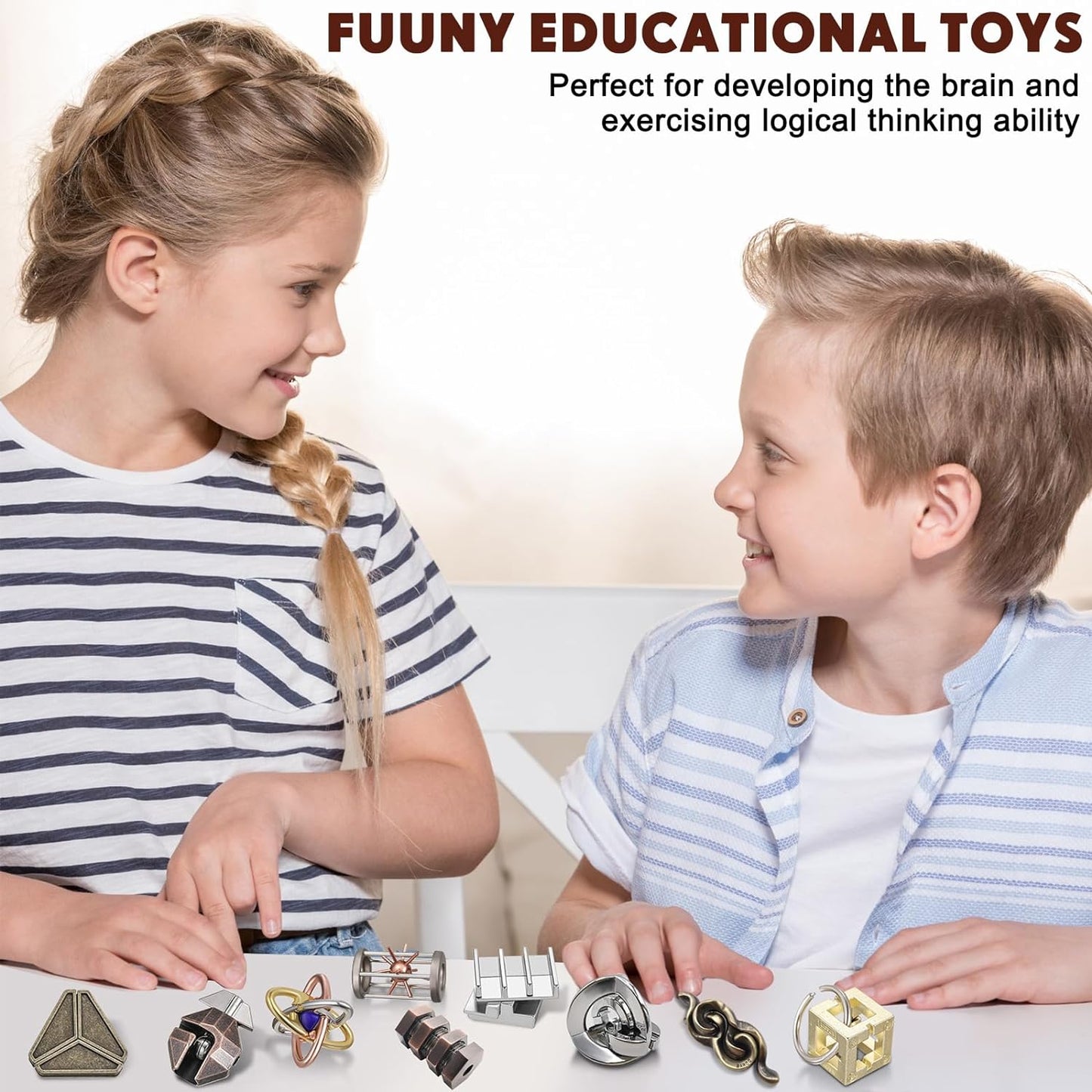 Wettarn 9 Pcs Metal Brain Teaser Puzzles Teaser 3D Steel Puzzle for Adults Unlock Interlocking Games IQ Education Smart Logic Test Toys for Adults Mind Challenge(Magic Style)